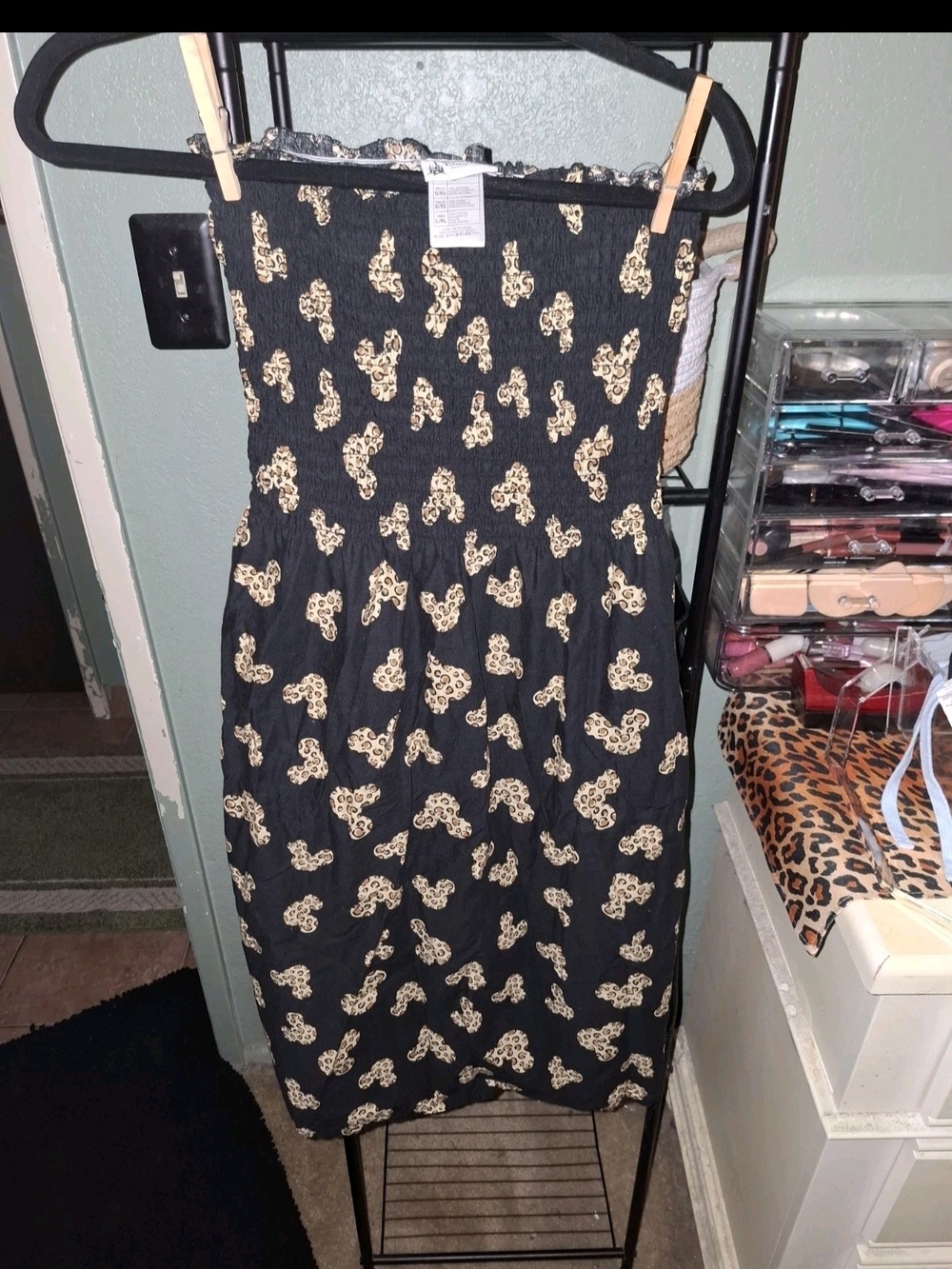 Disney Black Maxi Skirt with Cream Floral Motif
